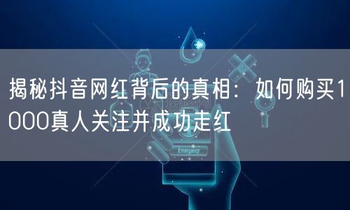 揭秘抖音网红背后的真相：如何购买1000真人关注并成功走红